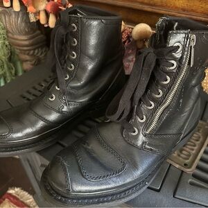 Vintage Harley-Davidson Black Leather Zipper Boots